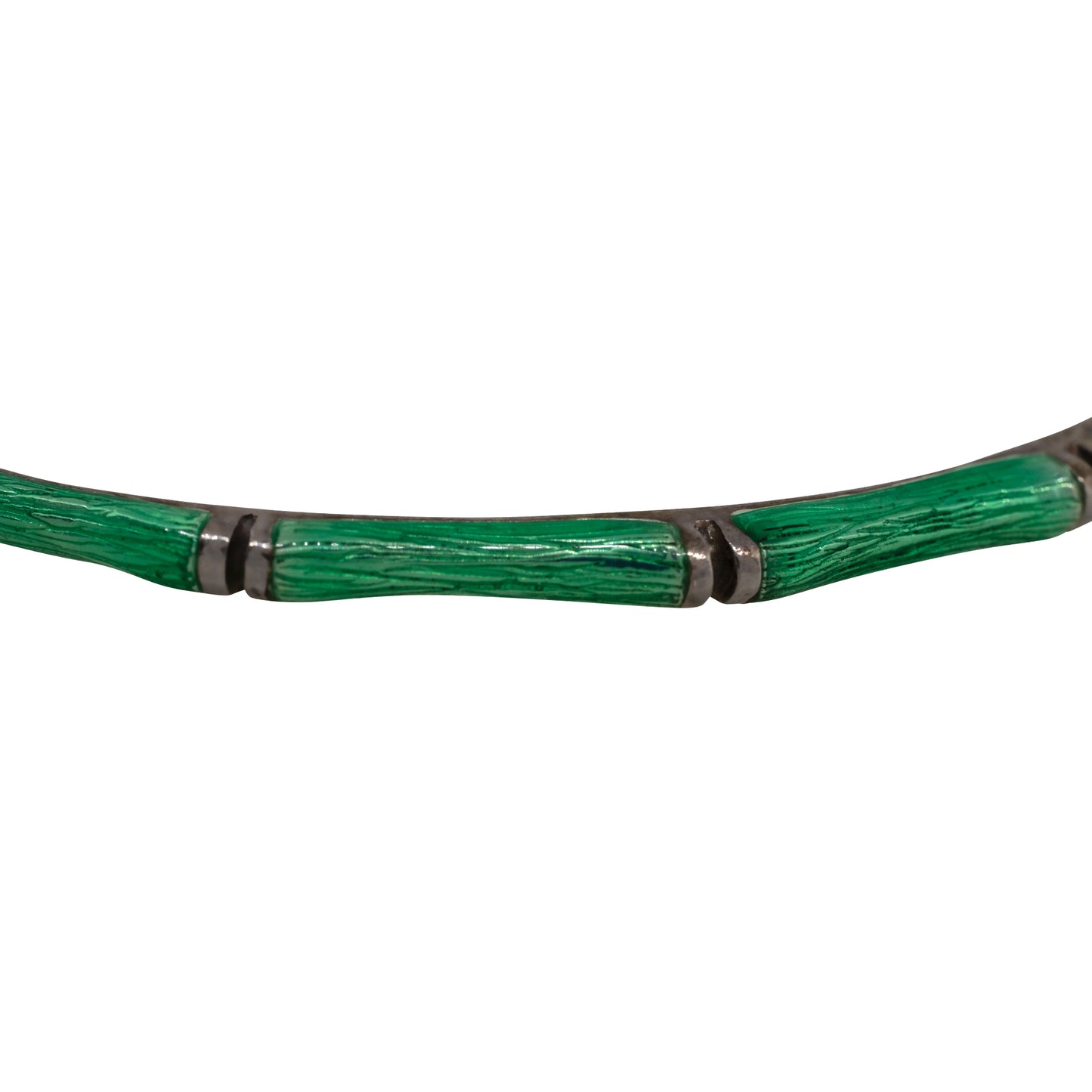 Hidalgo Sterling Silver Green Enamel Bamboo Style Bangle Bracelet