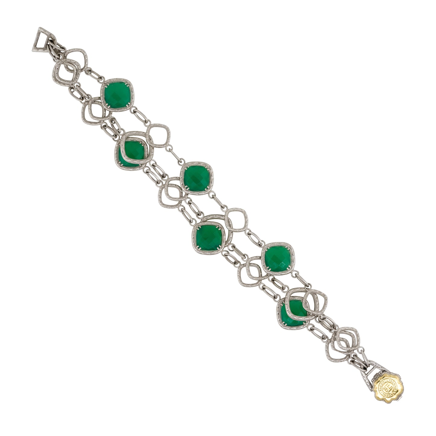 Tacori Sterling Silver Green Onyx Gathered Gem Bracelet