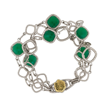 Tacori Sterling Silver Green Onyx Gathered Gem Bracelet