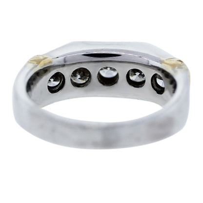 14K Two Tone Diamond Mens Wedding Band