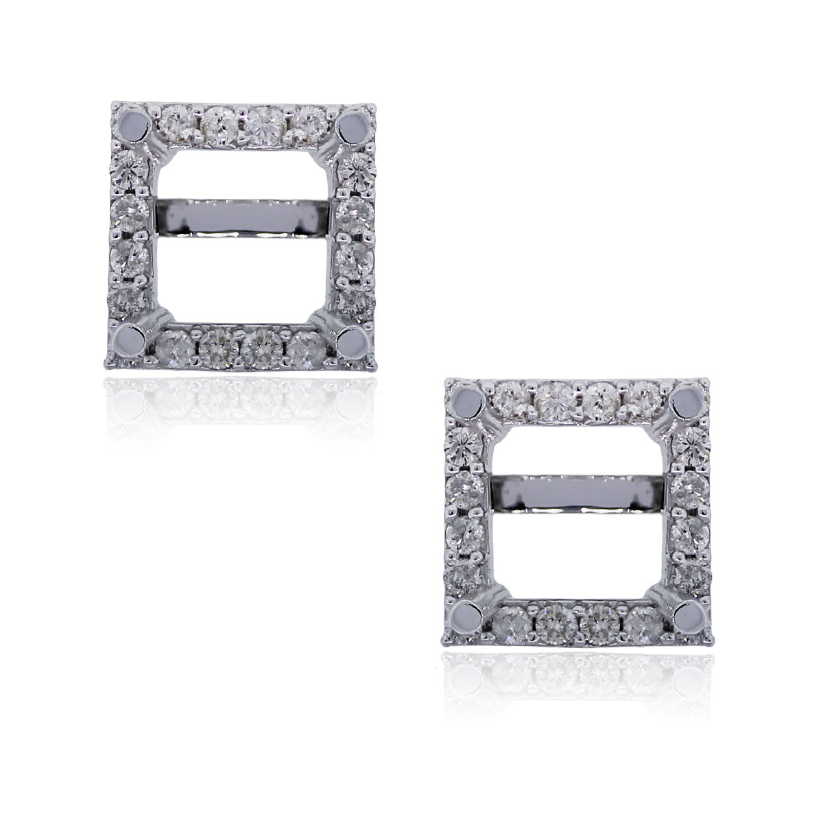 14k White Gold 1.14ctw Diamond Halo Stud Earring Mountings