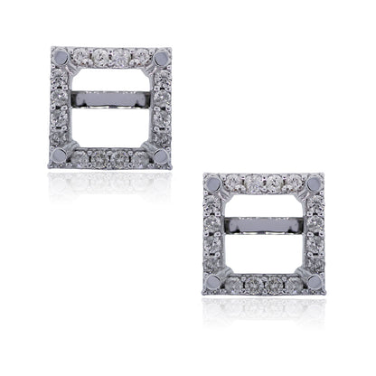 14k White Gold 1.14ctw Diamond Halo Stud Earring Mountings
