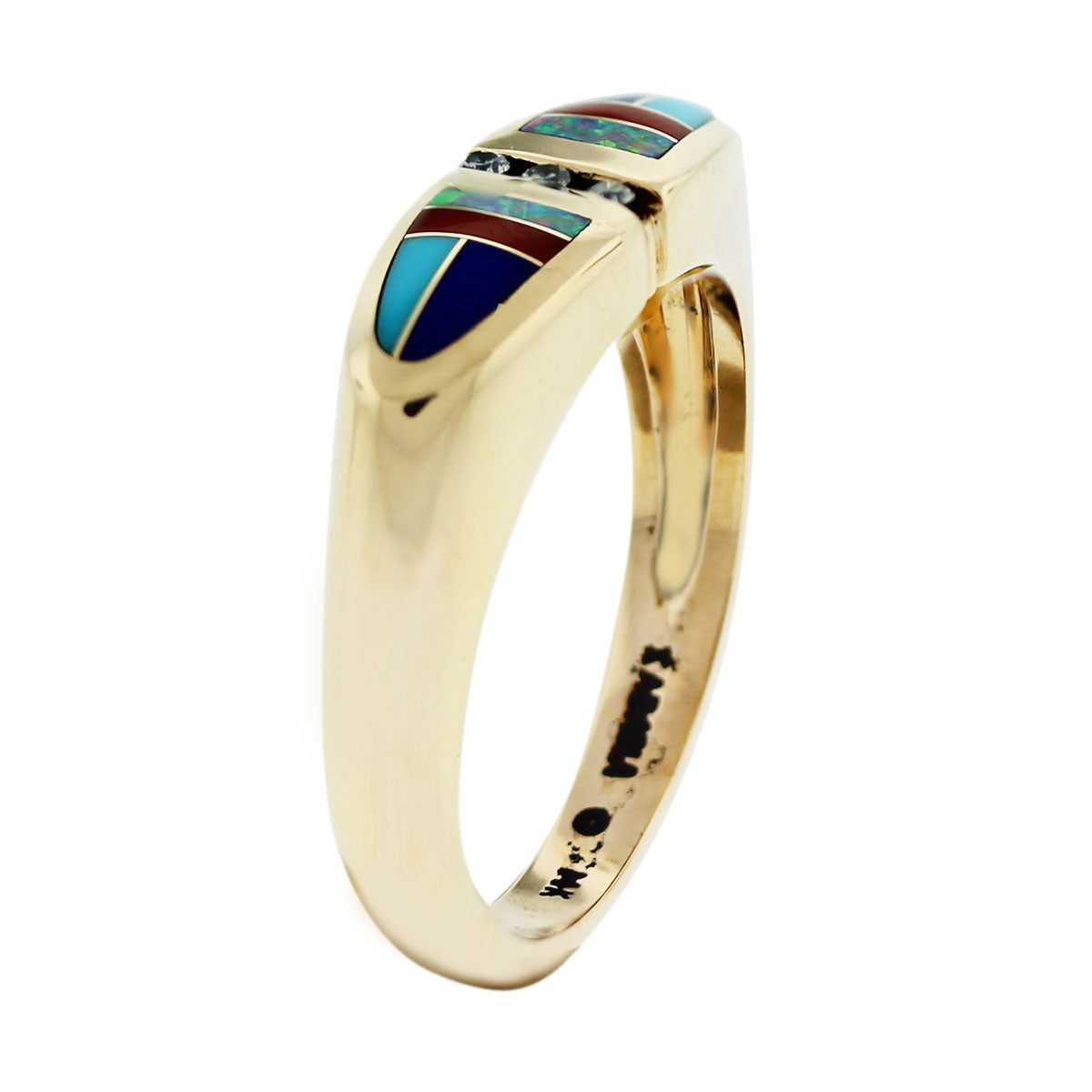 Kabana 14kt Yellow Gold Diamond, Enamel, and Opal Cocktail Ring