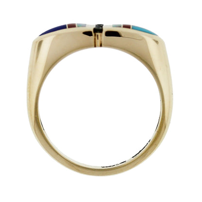 Kabana 14kt Yellow Gold Diamond, Enamel, and Opal Cocktail Ring