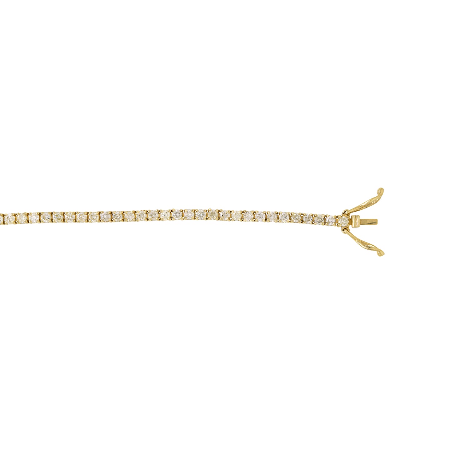 14k Yellow Gold Natural 2.53 Carat Round Brilliant Diamond Tennis Bracelet