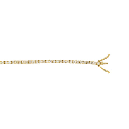 14k Yellow Gold Natural 2.53 Carat Round Brilliant Diamond Tennis Bracelet