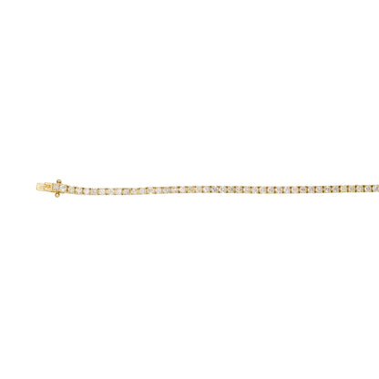 14k Yellow Gold Natural 2.53 Carat Round Brilliant Diamond Tennis Bracelet