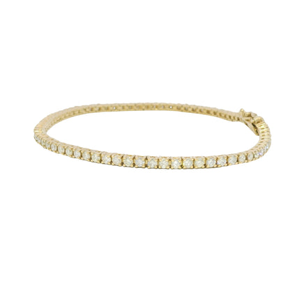 14k Yellow Gold Natural 2.53 Carat Round Brilliant Diamond Tennis Bracelet