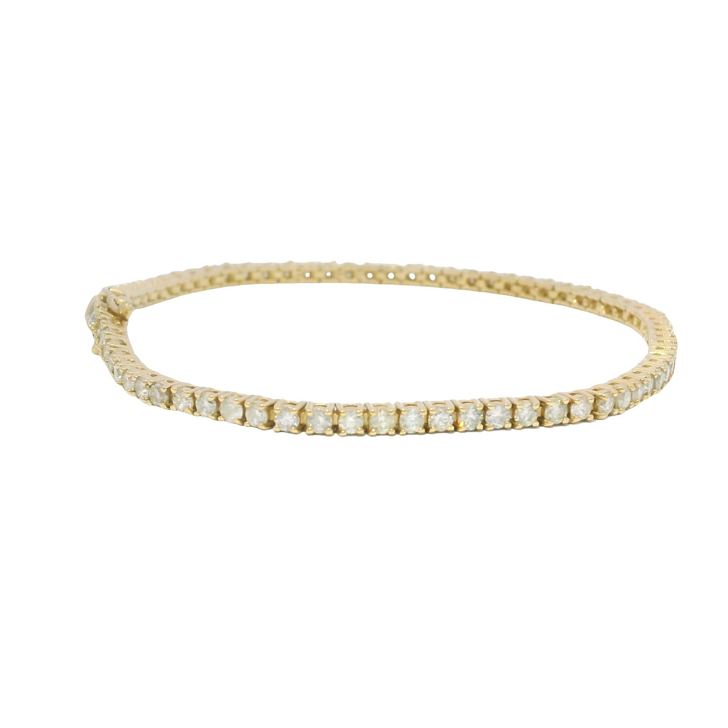 14k Yellow Gold Natural 2.53 Carat Round Brilliant Diamond Tennis Bracelet