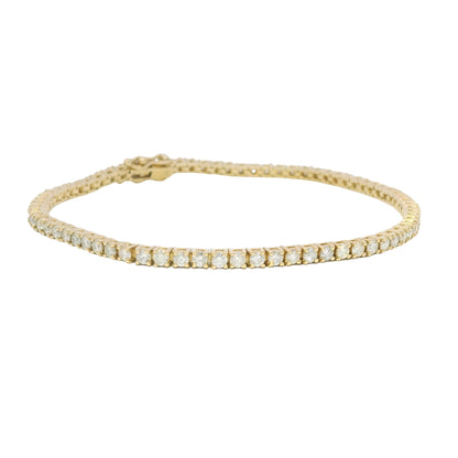 14k Yellow Gold Natural 2.53 Carat Round Brilliant Diamond Tennis Bracelet
