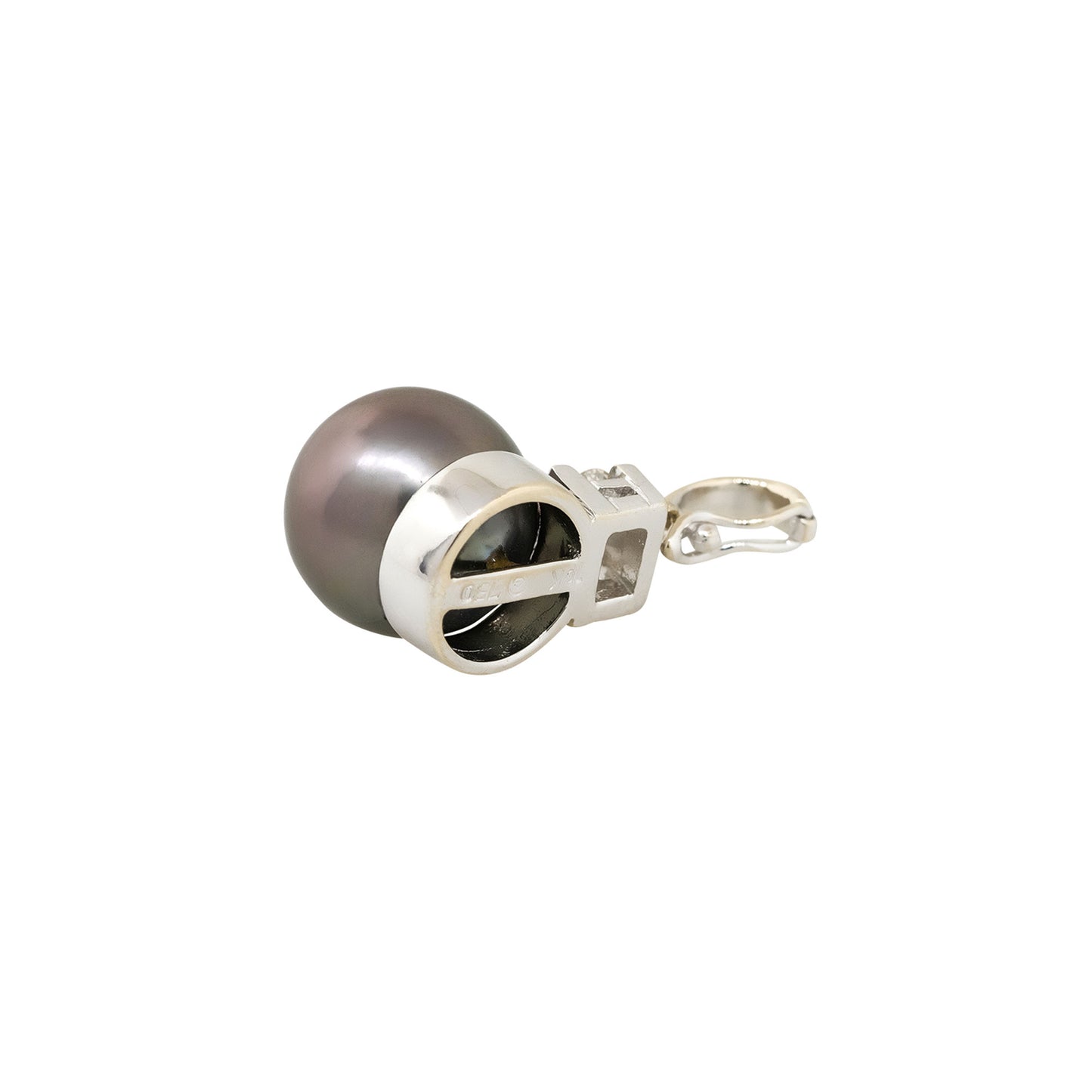 18k White Gold 0.06ctw Diamond Black Pearl Pendant