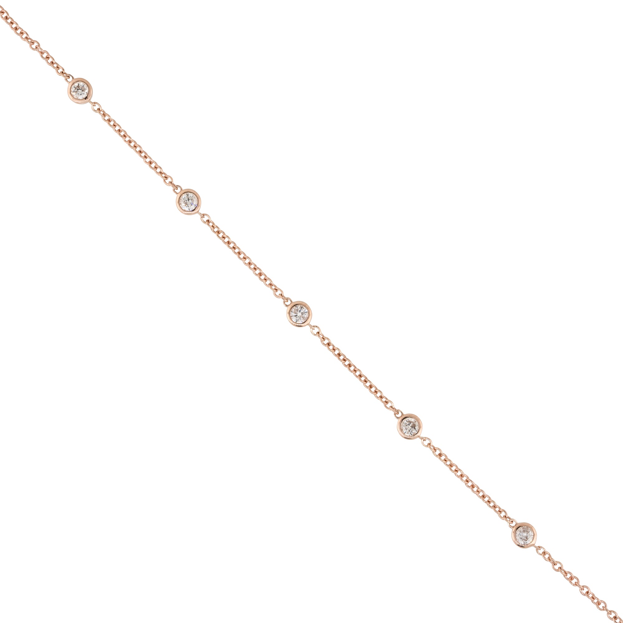 14k Rose Gold 0.55ctw Round Bezel Set Diamond By The Yard Bracelet