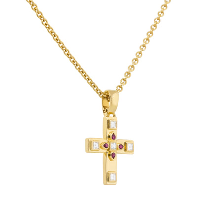 Cartier 18k Yellow Gold Vizantija Diamond & Ruby Pendant Necklace