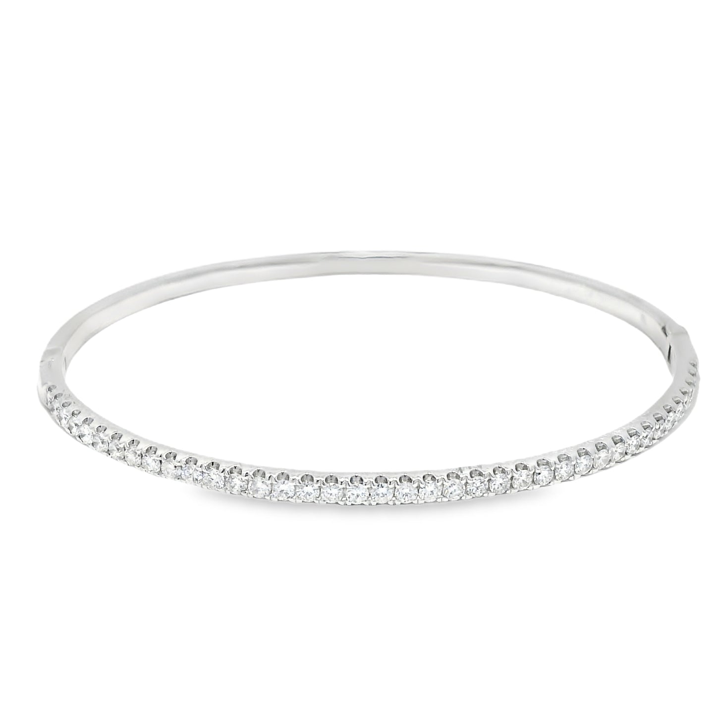 18k White Gold Natural 1.00 Carat Diamond Bangle Bracelet