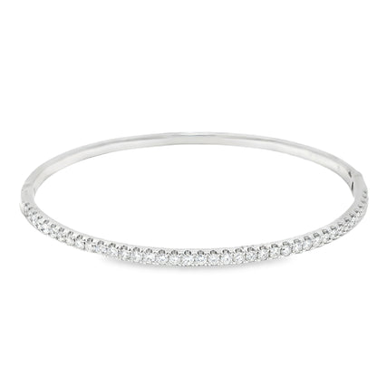 18k White Gold Natural 1.00 Carat Diamond Bangle Bracelet