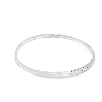 18k White Gold Natural 1.00 Carat Diamond Bangle Bracelet