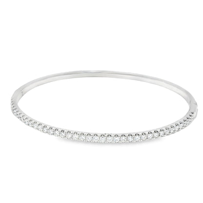 18k White Gold Natural 1.00 Carat Diamond Bangle Bracelet