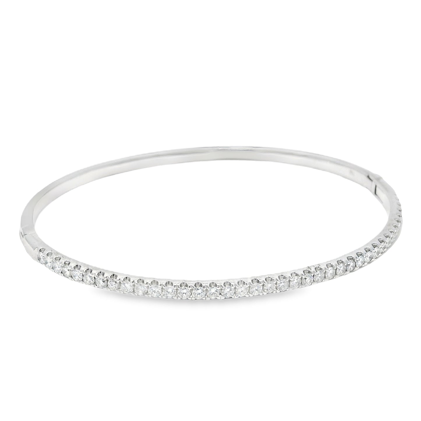 18k White Gold Natural 1.00 Carat Diamond Bangle Bracelet