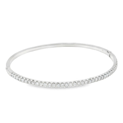18k White Gold Natural 1.00 Carat Diamond Bangle Bracelet