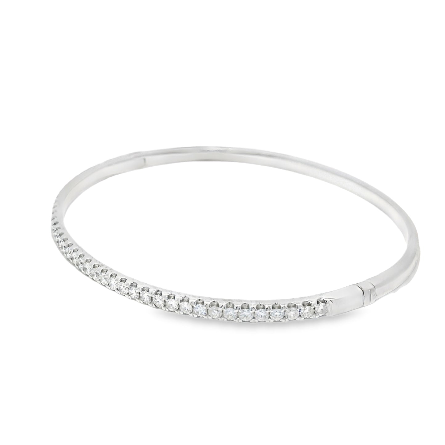 18k White Gold Natural 1.00 Carat Diamond Bangle Bracelet