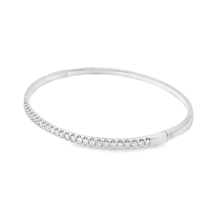18k White Gold Natural 1.00 Carat Diamond Bangle Bracelet