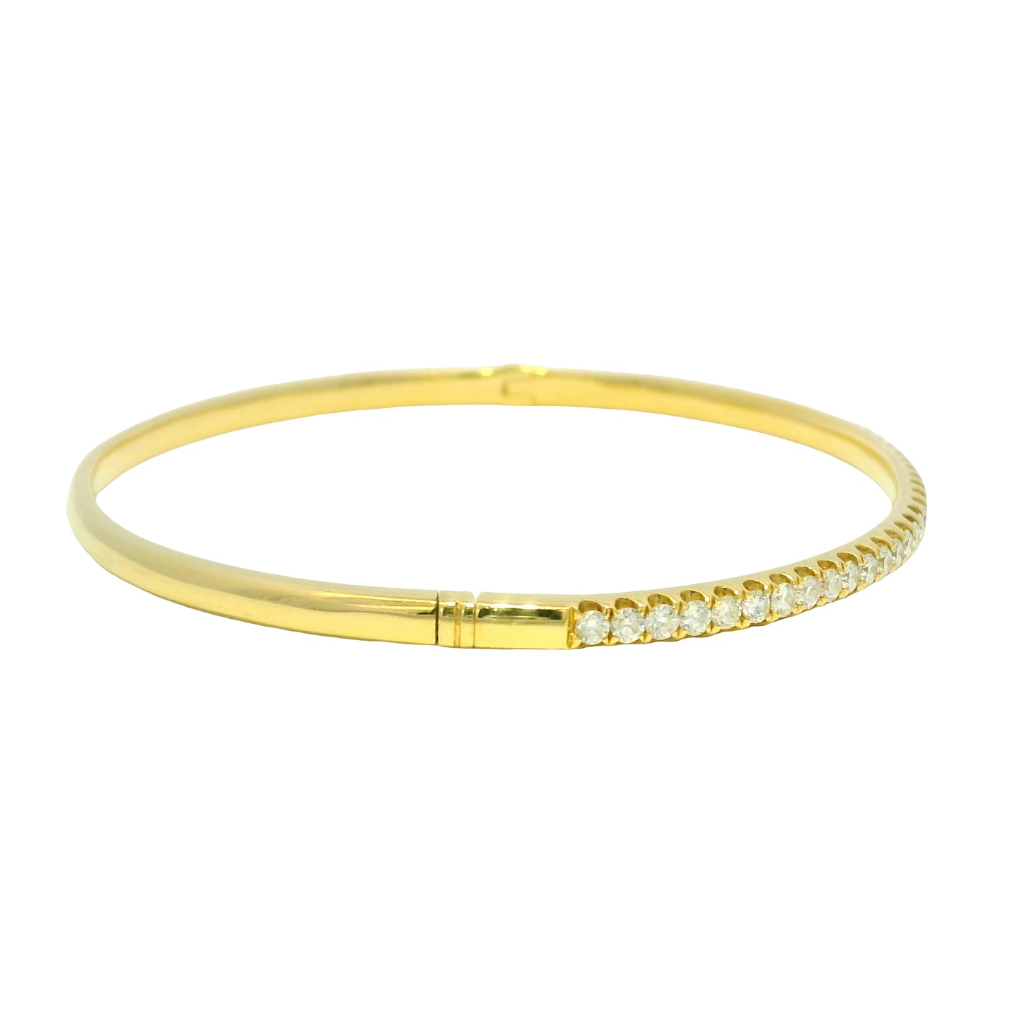 18k Yellow Gold Natural 1.0 Carat Diamond Bangle Bracelet