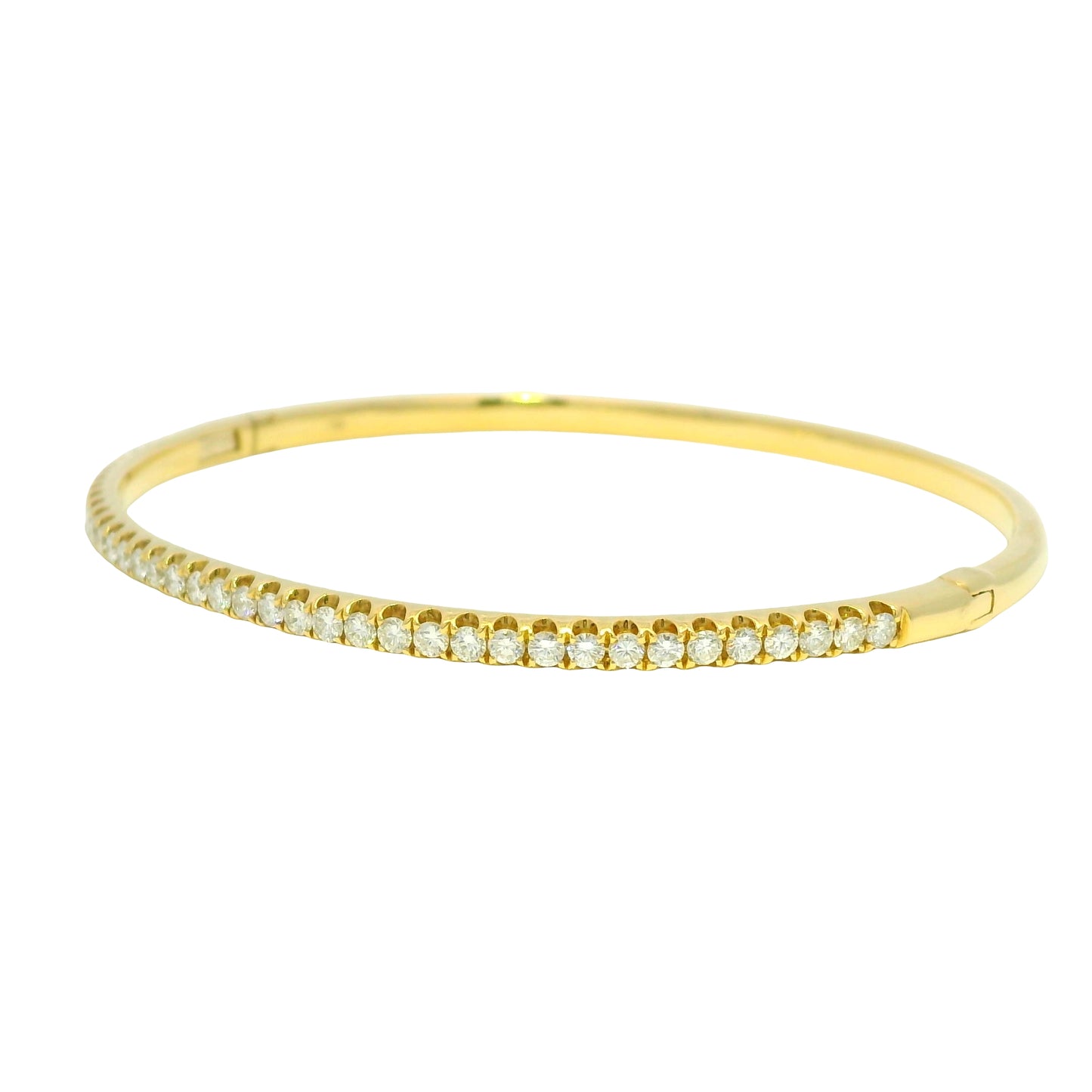 18k Yellow Gold Natural 1.0 Carat Diamond Bangle Bracelet