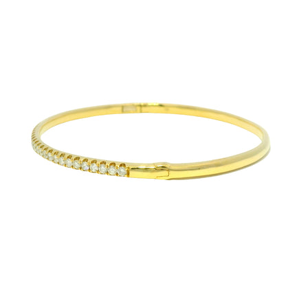 18k Yellow Gold Natural 1.0 Carat Diamond Bangle Bracelet