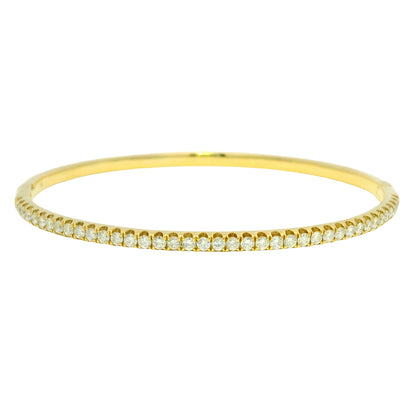 18k Yellow Gold Natural 1.0 Carat Diamond Bangle Bracelet