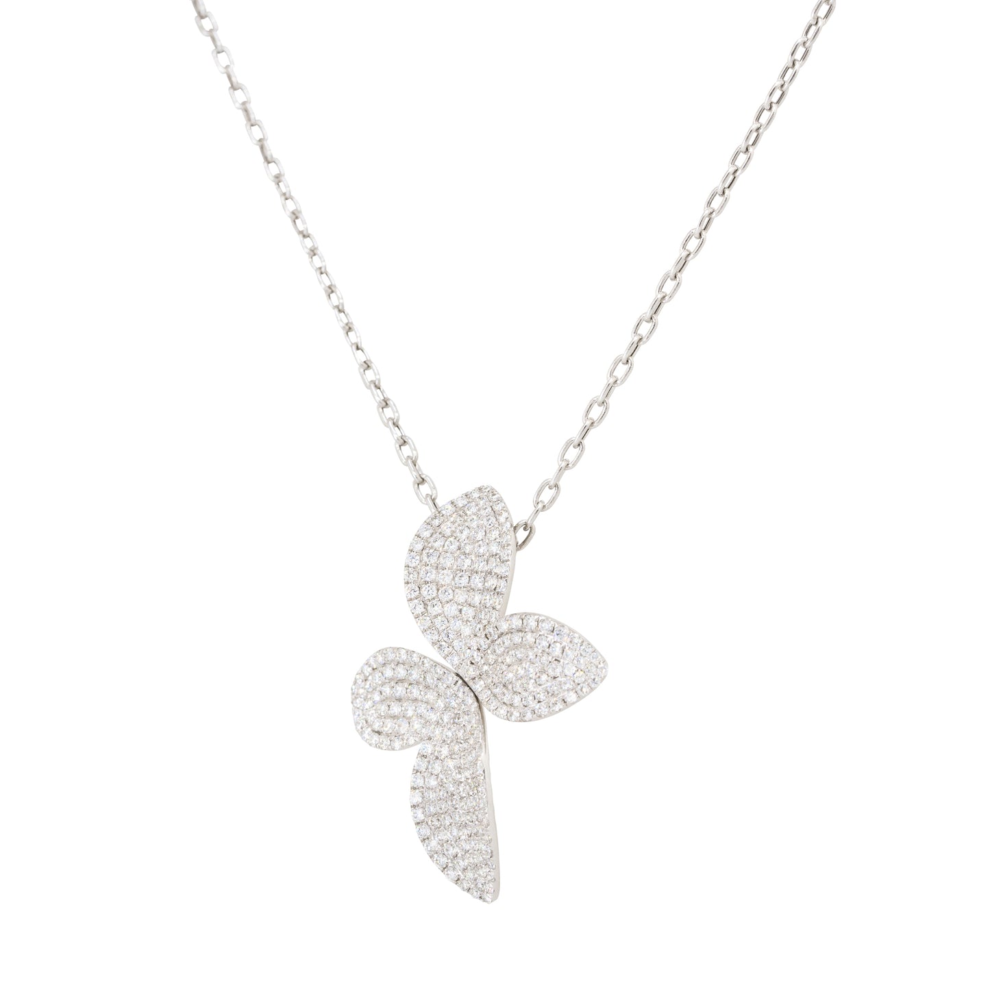 18k White Gold 1.44ctw Diamond Pave Flower Pendant Necklace