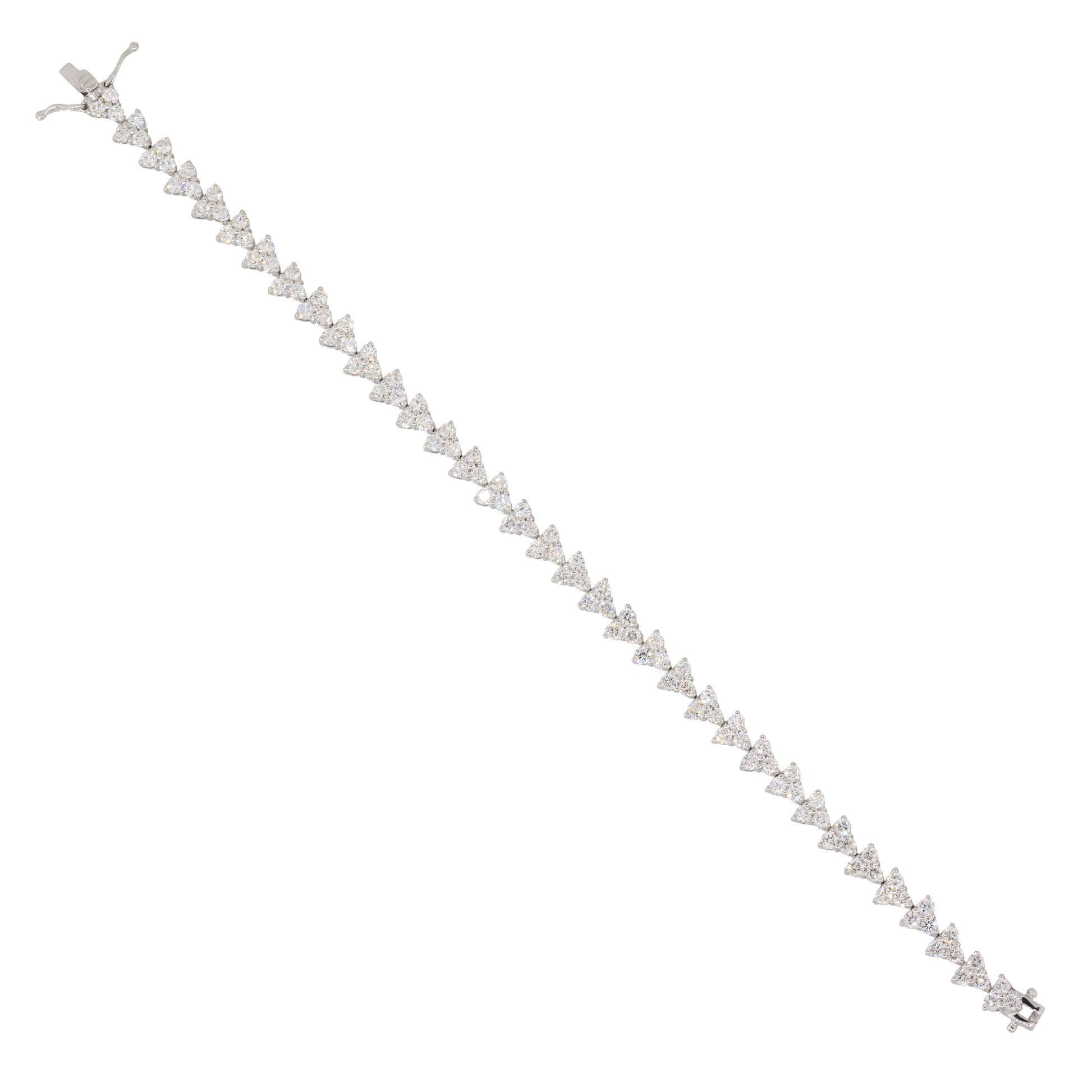 18k White Gold 4.21ctw Diamond Three Stone Tennis Bracelet