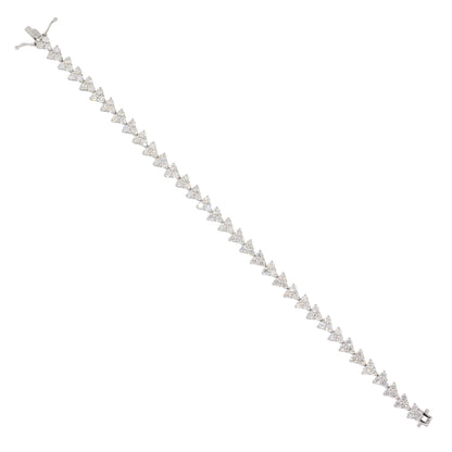 18k White Gold 4.21ctw Diamond Three Stone Tennis Bracelet