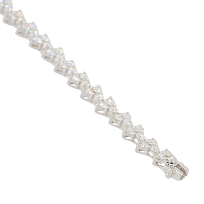 18k White Gold 4.21ctw Diamond Three Stone Tennis Bracelet