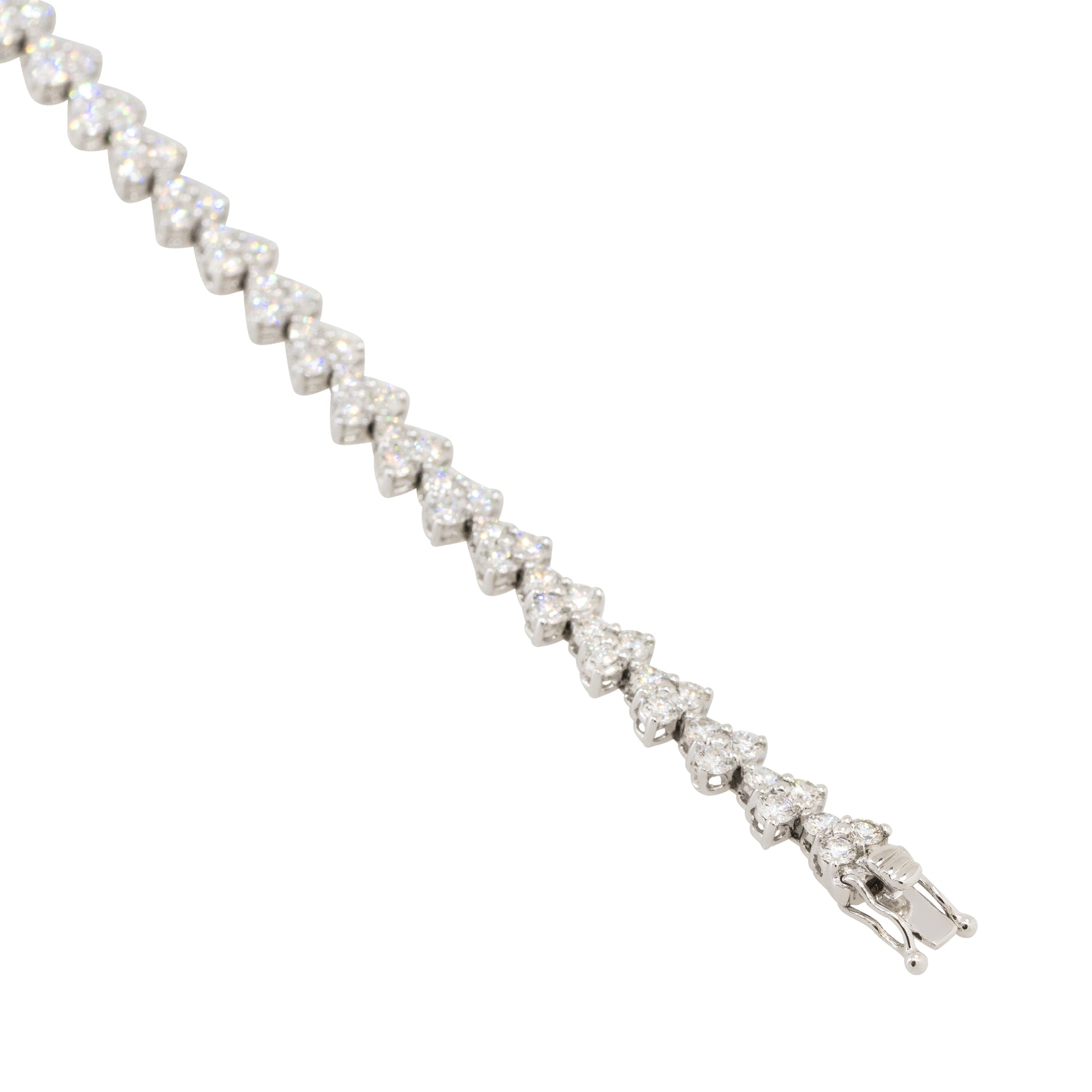 18k White Gold 4.21ctw Diamond Three Stone Tennis Bracelet