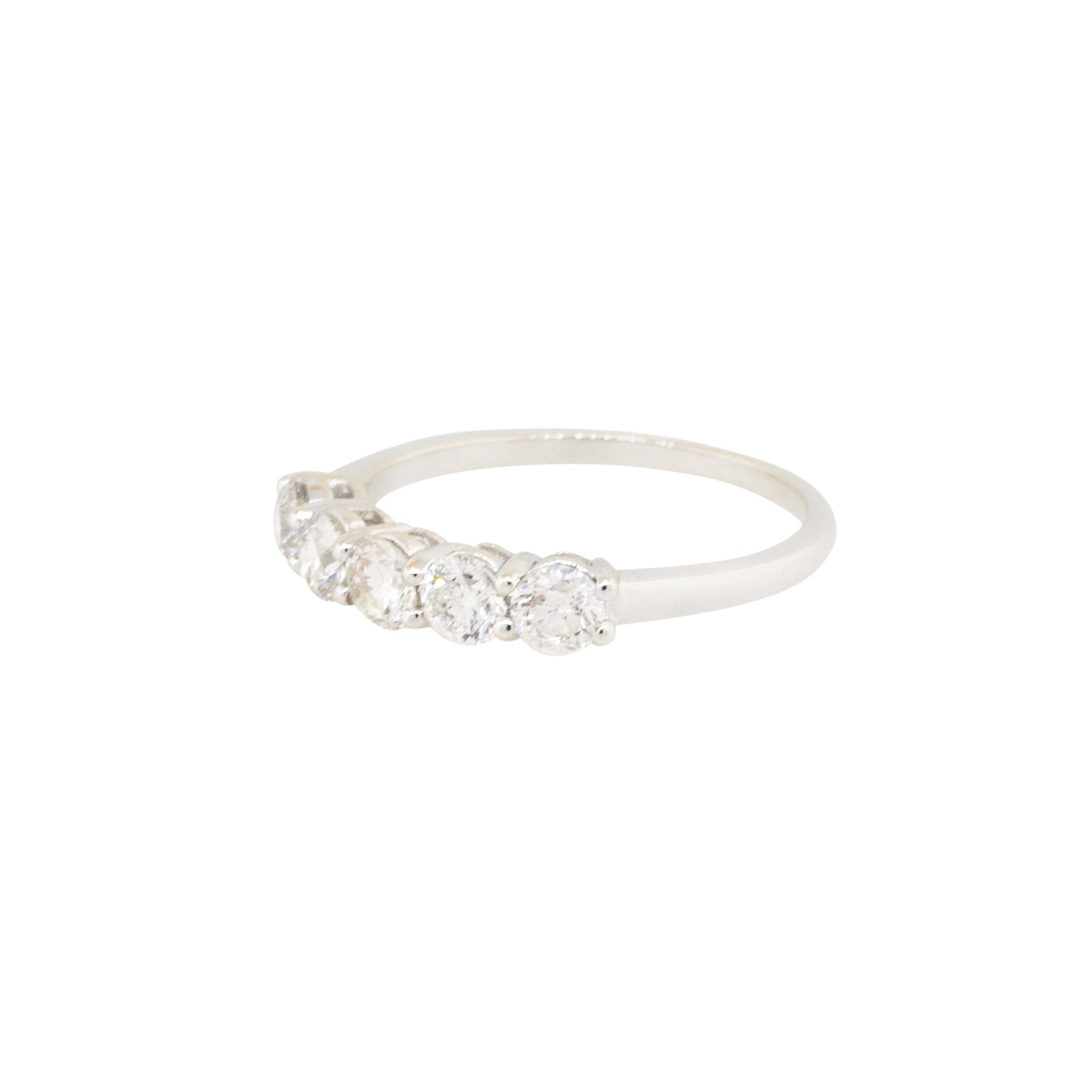 14k White Gold 1.05ctw Round Diamond Five Stone Wedding Band