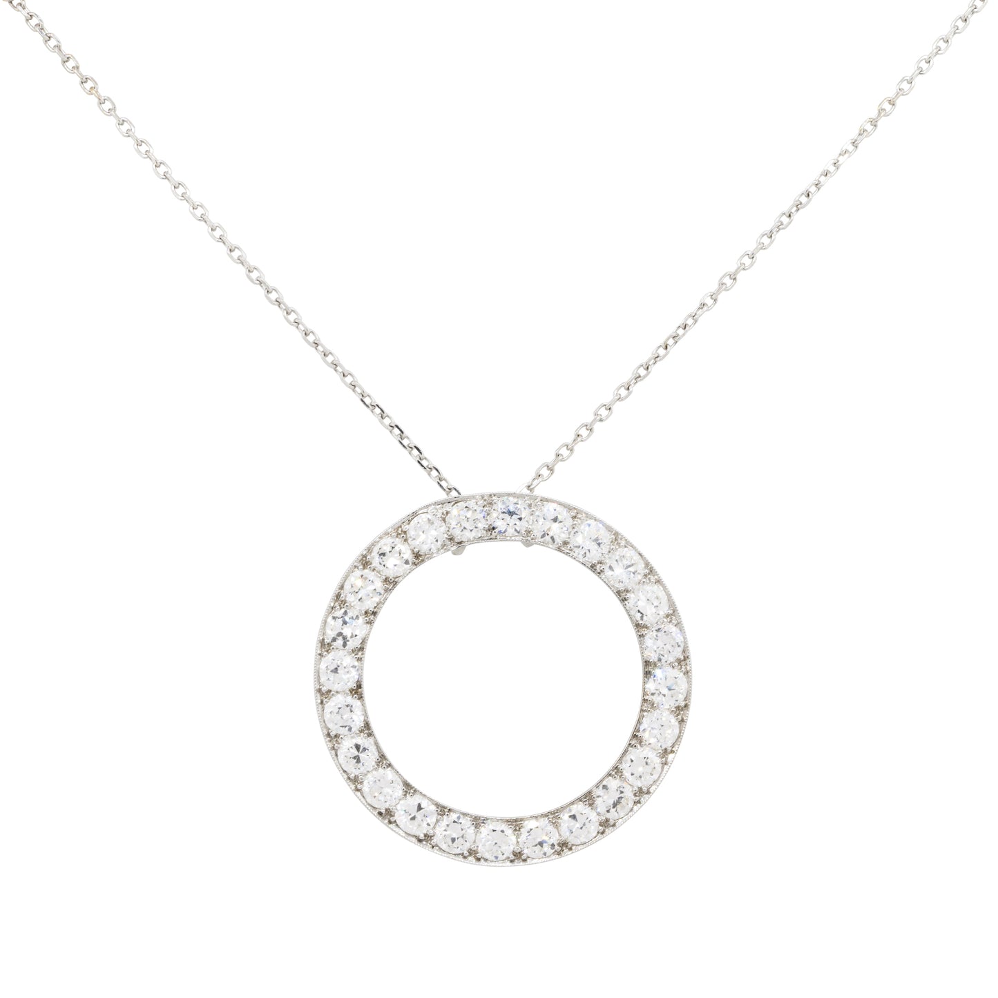 14k White Gold 2.4ctw Diamond Circle Pendant On Chain