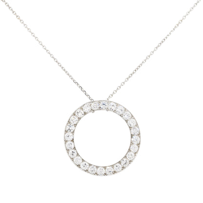 14k White Gold 2.4ctw Diamond Circle Pendant On Chain
