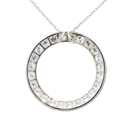14k White Gold 2.4ctw Diamond Circle Pendant On Chain