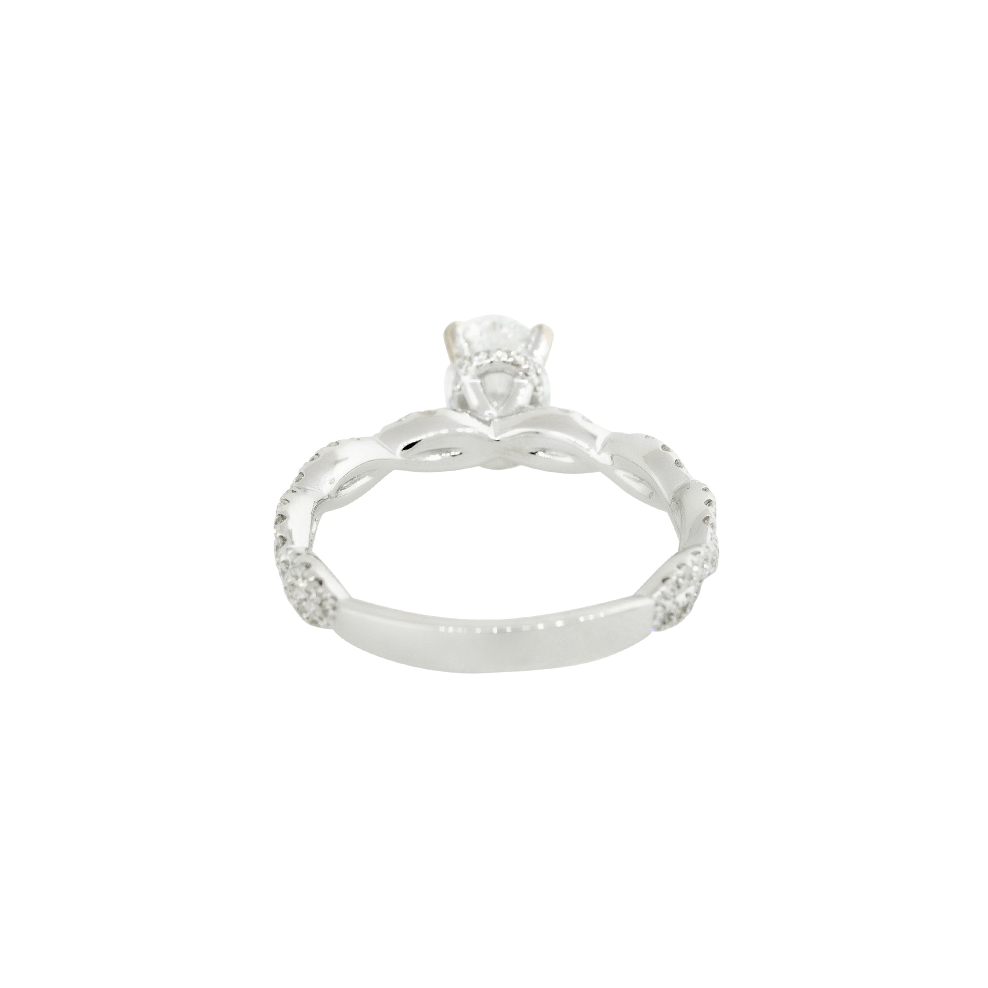 GIA Certified 18k White Gold 1.28ctw Oval Diamond Twisted Band Engagement Ring