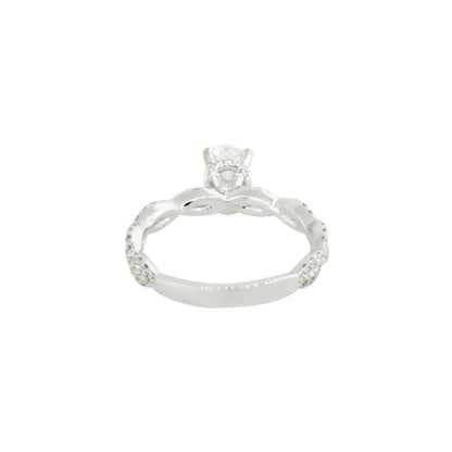 GIA Certified 18k White Gold 1.28ctw Oval Diamond Twisted Band Engagement Ring