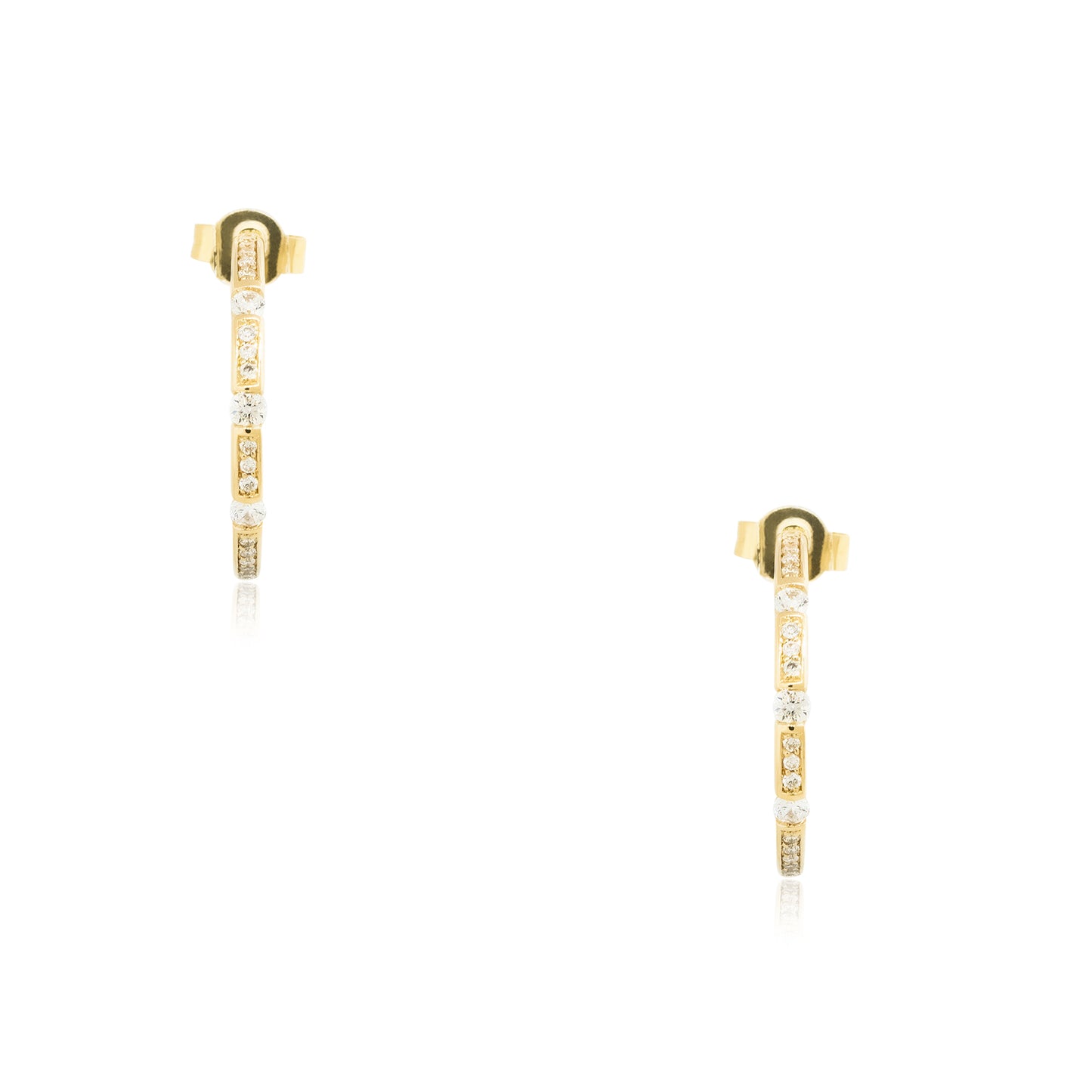 18k Yellow Gold 0.50ctw Diamond Station Hoop Earrings