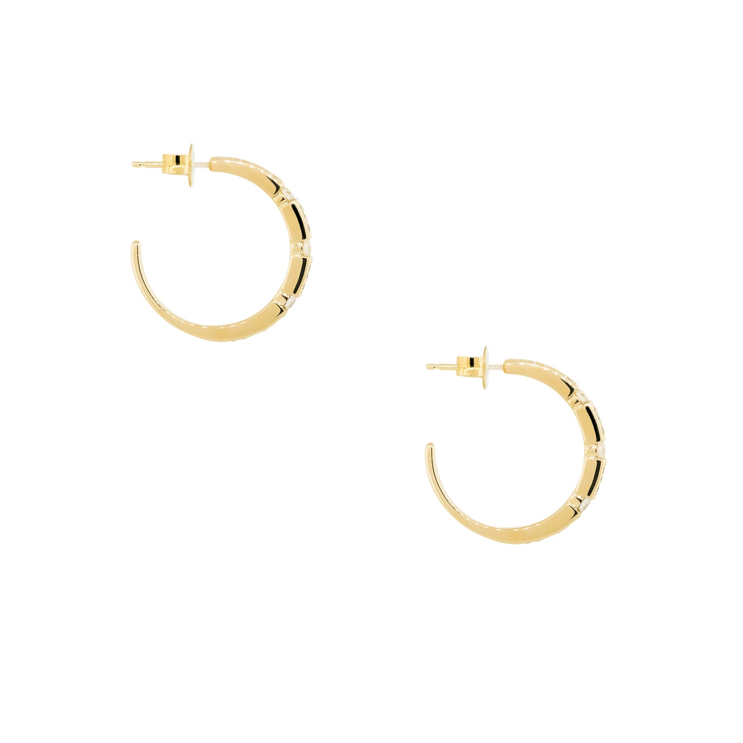 18k Yellow Gold 0.50ctw Diamond Station Hoop Earrings