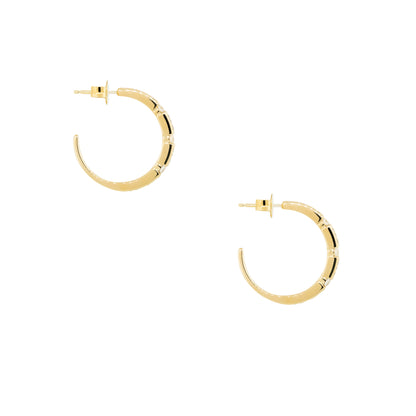 18k Yellow Gold 0.50ctw Diamond Station Hoop Earrings