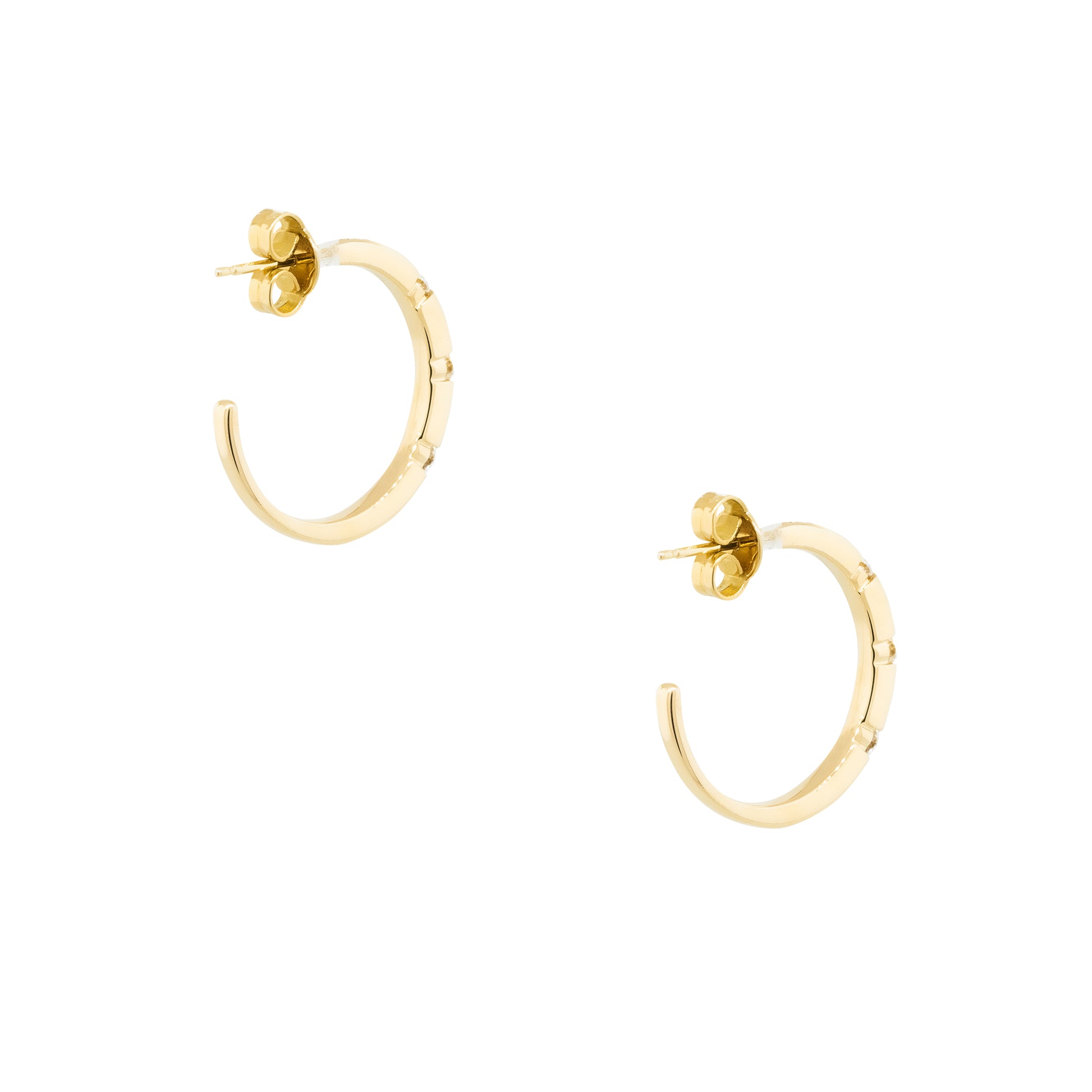 18k Yellow Gold 0.50ctw Diamond Station Hoop Earrings
