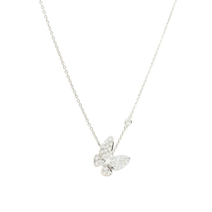 18k White Gold 0.81ctw Pave Diamond Butterfly Necklace
