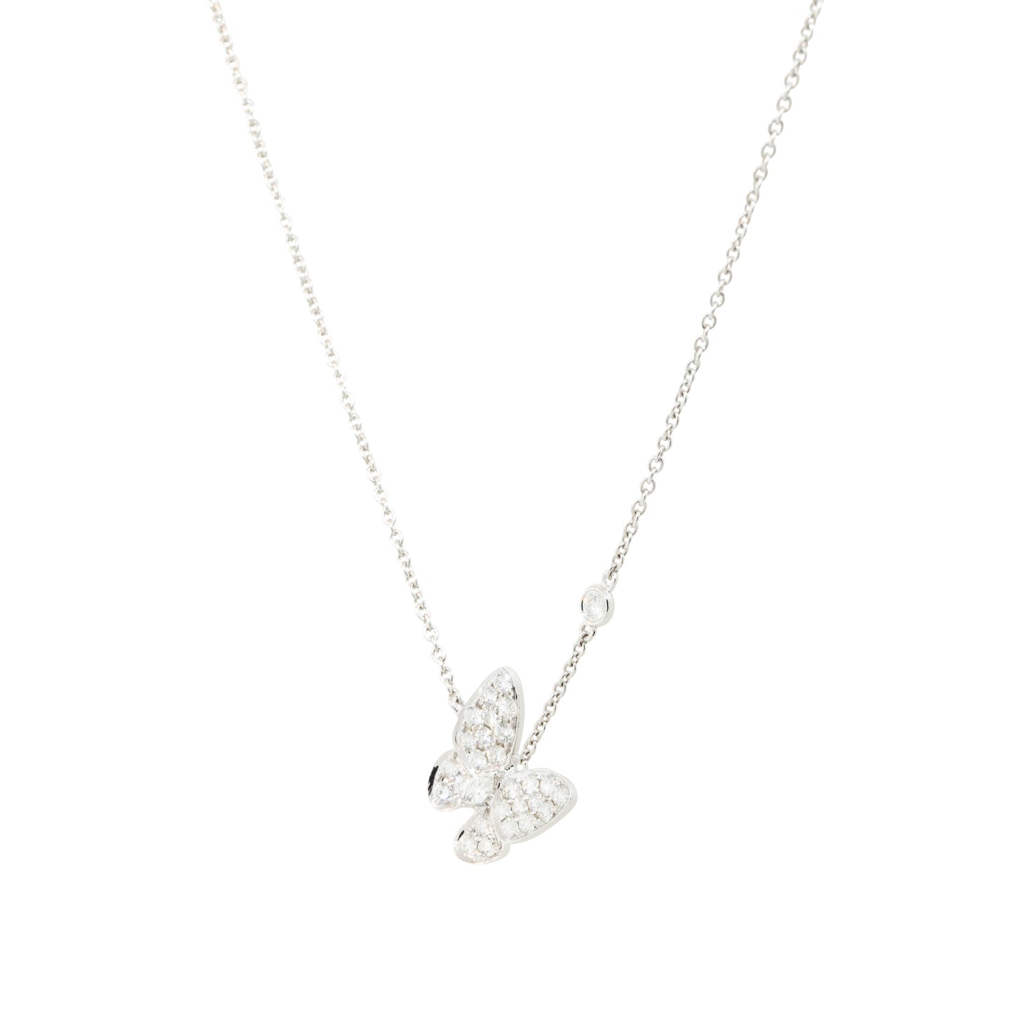 18k White Gold 0.81ctw Pave Diamond Butterfly Necklace