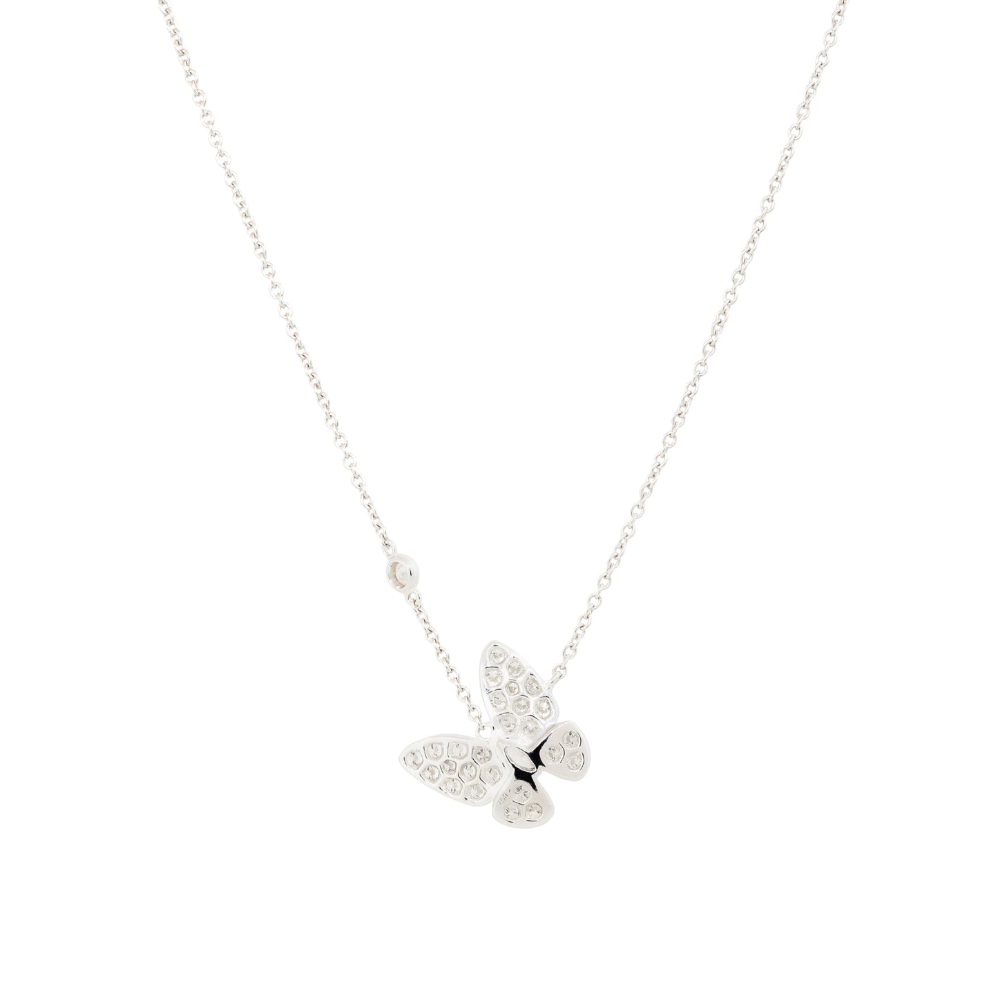 18k White Gold 0.81ctw Pave Diamond Butterfly Necklace