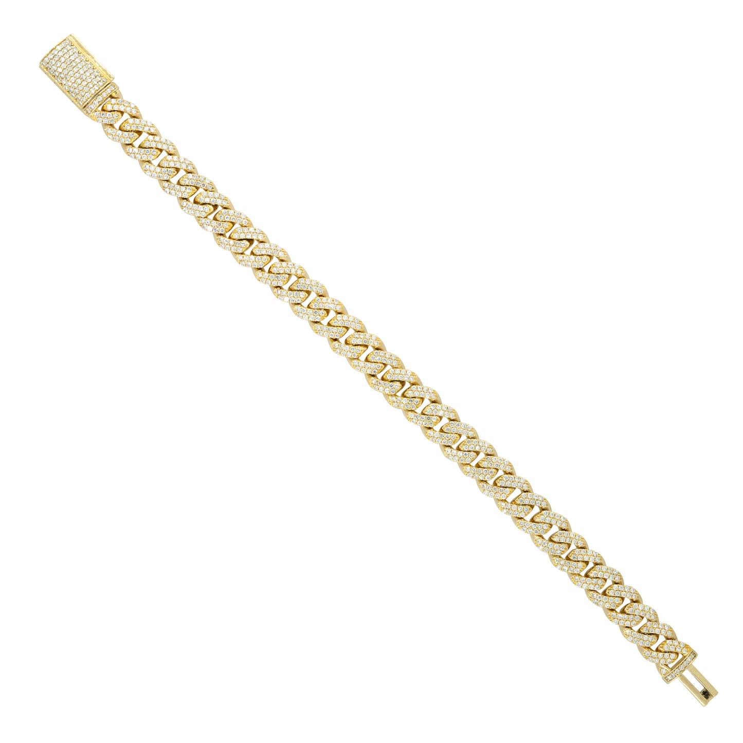 14k Yellow Gold 5.71ctw Pave Diamond Cuban Link Bracelet