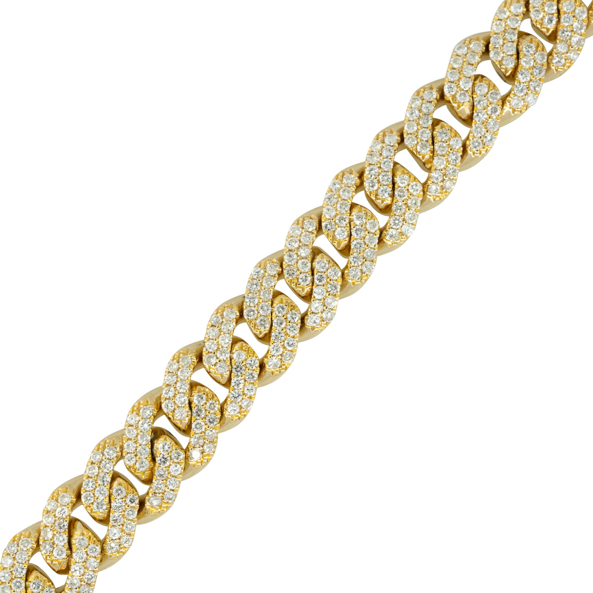 14k Yellow Gold 5.71ctw Pave Diamond Cuban Link Bracelet