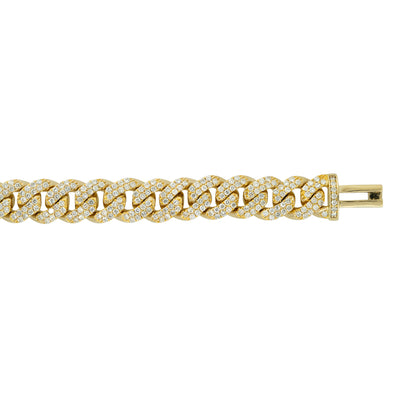 14k Yellow Gold 5.71ctw Pave Diamond Cuban Link Bracelet